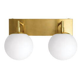 18″W x 10″H x 8″E Burnished Brass Double Wall Sconce with Dual Frosted White Acrylic Shades and 2×E26 Rocker-Switch Lights - 2 Pack