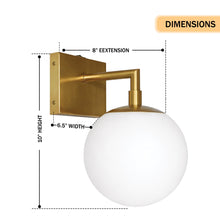 Load image into Gallery viewer, 6.5″W x 10″H x 8″E Burnished Brass Wall Sconce with Frosted White Acrylic Shade and E26 Rocker-Switch Light - 4 Pack