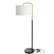Load image into Gallery viewer, 15″W x 60″H Floor Lamp with White Linen Shade – Black or Brushed Brass Finish - 2 Pack