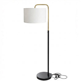 15″W x 60″H Floor Lamp with White Linen Shade – Black or Brushed Brass Finish - 2 Pack