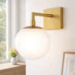 Load image into Gallery viewer, 6.5″W x 10″H x 8″E Burnished Brass Wall Sconce with Frosted White Acrylic Shade and E26 Rocker-Switch Light - 4 Pack