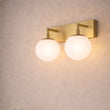 Load image into Gallery viewer, 18″W x 10″H x 8″E Burnished Brass Double Wall Sconce with Dual Frosted White Acrylic Shades and 2×E26 Rocker-Switch Lights - 2 Pack