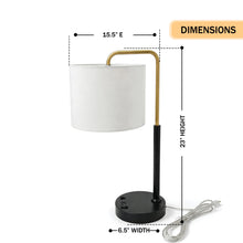 Load image into Gallery viewer, 12″D x 23″H Modern Desk Lamp with White Linen Shade – Black or Brushed Brass Finish - 4 Pack
