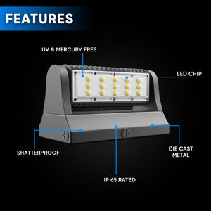 40W LED Wall Pack  5700K-5400 Lumens Bronze Finish