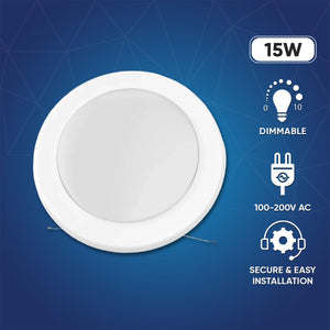 Round Surface Mount Disk Light: 5 in. and 6 in. LED Recessed Lighting, 15W, Triac Dimming, ETL and Energy Star Listed, Ideal for Family Rooms, Kitchens, Hallways, Basements