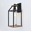 Load image into Gallery viewer, 20-in Black and Wood Outdoor Farmhouse Wall Lantern, 1-Light Wall Lamp Sconce, Clear Seeded Glass