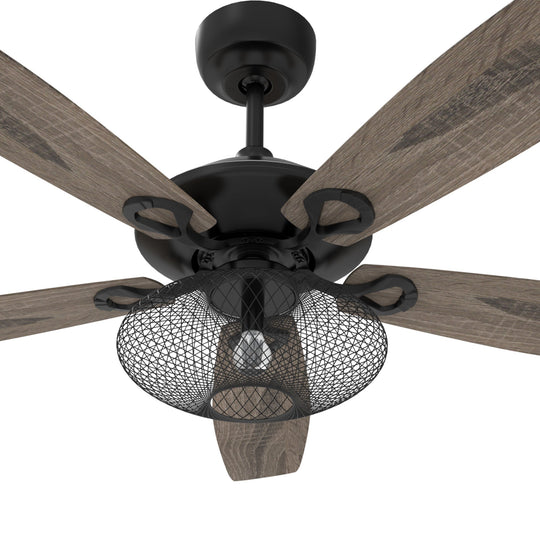 Karson 52 Inch 5-Blade Best Ceiling Fan With Light & Remote - Black/Wood (Reversible Blades)