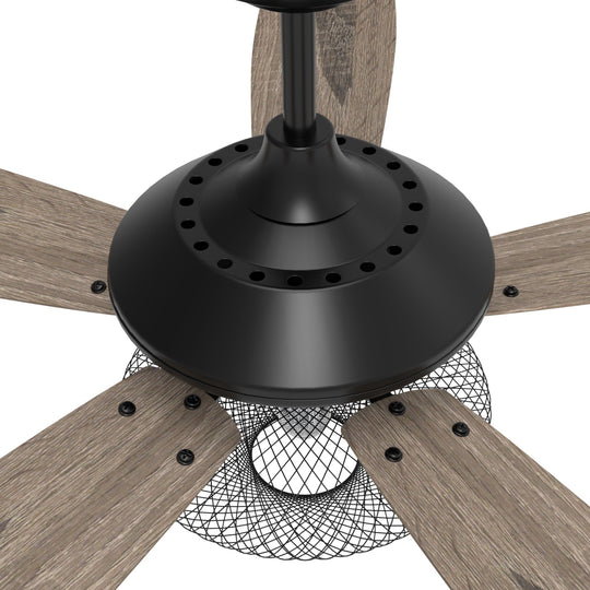 Karson 52 Inch 5-Blade Best Ceiling Fan With Light & Remote - Black/Wood (Reversible Blades)