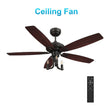 Load image into Gallery viewer, HUNTLEY 52 inch 5-Blade Vintage Candelabra best Ceiling Fan with Light &amp; Remote Control - Black/Brown Wood &amp; Rosewood (Reversible Blades)