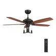 Load image into Gallery viewer, HUNTLEY 52 inch 5-Blade Vintage Candelabra best Ceiling Fan with Light &amp; Remote Control - Black/Brown Wood &amp; Rosewood (Reversible Blades)