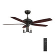 Load image into Gallery viewer, HUNTLEY 52 inch 5-Blade Vintage Candelabra best Ceiling Fan with Light &amp; Remote Control - Black/Brown Wood &amp; Rosewood (Reversible Blades)