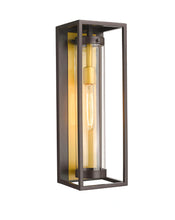 Load image into Gallery viewer, 1-Light, 21-Inch Bronze Outdoor Rectangular Wall Light, E26 Socket 1X60W, Clear Glass, 21&quot; H x 7&quot; W, Extends 6&quot; from the wall