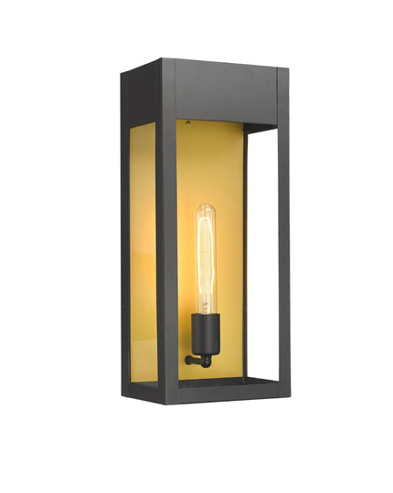 1-Light, Outdoor Wall Sconce Light, Outdoor Lantern, E26 Socket 1X60W, Clear Glass Panels, Matte Black, 18" H x 7 1/2" W, Extends 5 1/2" from the wall