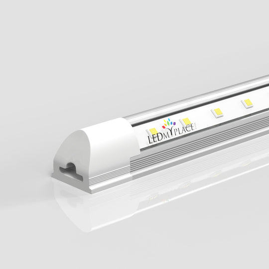 T8 8ft, 60 Watt V Shape LED Integrated Tube 6500K Clear, 210W Equivalent, 7200 Lumens, 100-277V, Plug and Play, Commercial LED Lighting