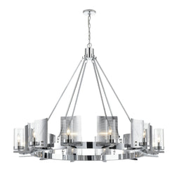 12-Light Chandeliers Diam 50'', Chrome Finish with Clear Glass , E12 Base