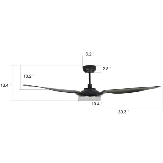 Fletcher 60 Inch 3-Blade Best Smart Ceiling Fan With Led Light Kit & Remote - Black/Black