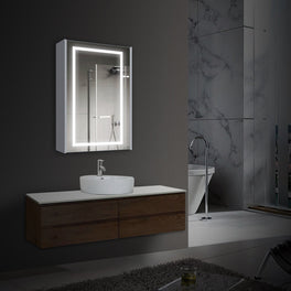 24 X 36 Inch LED Lighted Bathroom Mirror Cabinet, On/Off Switch, Double Sided Mirror, Benign Style