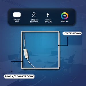 2x2 FT LED T-Bar Panel Light, 20W/30W/40W Wattage adjustable, 3000K/4000K/5000K CCT Changeable, 4800LM, >80 CRI, Dimmable, ETL, DLC Listed, For Offices, Schools, Hospitality, Retail