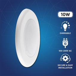 4-inch LED Disk Downlight, 10W, 650LM, Recessed Ceiling Light Fixture, Commercial Led Downlights