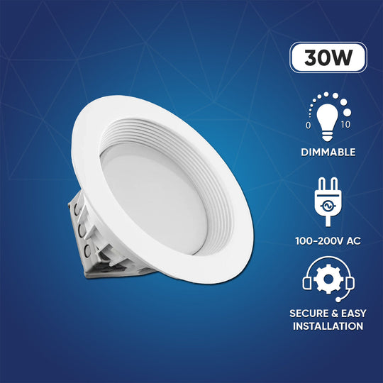 8 Inch LED Recessed Lighting w/ Built-In Junction Box- 30W