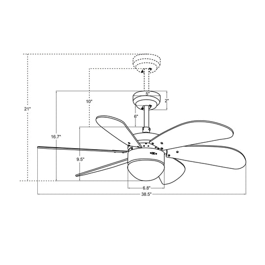 Minimus 38-inch Indoor Best Smart Ceiling Fan with Light Kit & Wall Control, Works with Alexa/Google Home/Siri