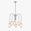 Load image into Gallery viewer, Flower Chandelier, 6-Light E12 Base, Polished Nickel Finish hardware with snow glass