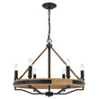 Load image into Gallery viewer, 6-Light Farmhouse Chandelier Diam 26&#39;&#39;, E12 Base, Matte black Finish Hardware with Nature Solid Ashwood