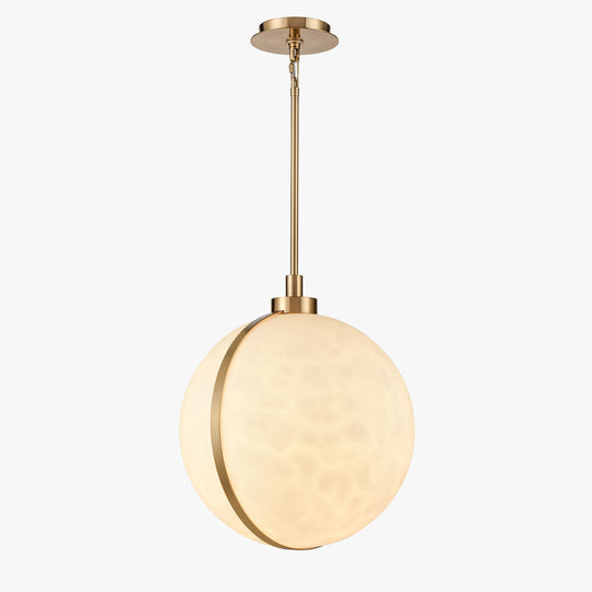 1 Light Mini Pendant Brass finish Hardware with Faux Alabaster, Pendant Lighting, E26 Base