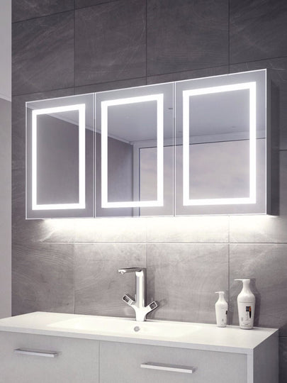 LED Bathroom Mirror Medicine Cabinet, Double Sided Mirror, On/Off Switch, Hector Style