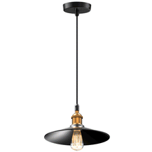 Load image into Gallery viewer, Industrial Pendant Light Fixture, E26 Base, Matte Black Finish with Antique Bronze Top, UL Listed (IVA-7009-BK)