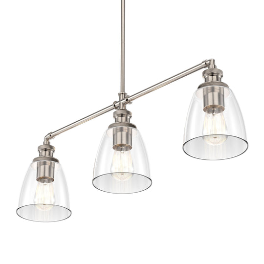 3-Lights Bell Shape - Pendant Lights for Kitchen Island, E26 Base, Clear Glass Shade, UL Listed