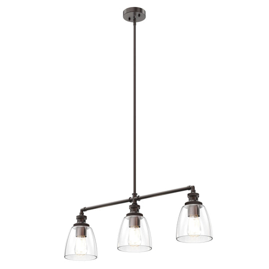 3-Lights Bell Shape - Pendant Lights for Kitchen Island, E26 Base, Clear Glass Shade, UL Listed