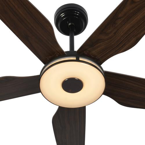 Explorer 52 In. Indoor/outdoor Wi-Fi Best Smart Ceiling Fan with Light & Remote, Works with Alexa/Google Home, Black/dark Wooden Pattern (5-Blade)