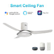 Load image into Gallery viewer, Daffodil 52 Inch 3-Blade Flush Mount Best Smart Ceiling Fan With Led Light Kit And Remote - White/White