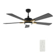 Load image into Gallery viewer, Appleton 52 Inch 5-Blade Best Smart Ceiling Fan With Led Light Kit &amp; Remote Control- Black/Black (Gold Detail)