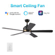 Load image into Gallery viewer, SIMOY 52 inch 5-Blade Best Smart Ceiling Fan with LED Light Kit &amp; Wall Switch - Black/Black (Gold Detail)