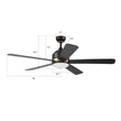 Load image into Gallery viewer, SIMOY 52 inch 5-Blade Best Smart Ceiling Fan with LED Light Kit &amp; Wall Switch - Black/Black (Gold Detail)