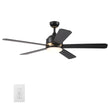 Load image into Gallery viewer, SIMOY 52 inch 5-Blade Best Smart Ceiling Fan with LED Light Kit &amp; Wall Switch - Black/Black (Gold Detail)