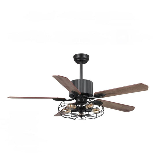 Helston 52 Inch 5-Blade Best Smart Ceiling Fan With Light & Best Smart Wall Switch - Black/Dark Wood & Light Wood (Reversible Blades)