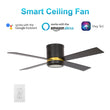 Load image into Gallery viewer, Arlington 52 Inch 4-Blade Flush Mount Best Smart Ceiling Fan With Led Light Kit &amp; Wall Switch - Gold/Black