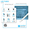 Load image into Gallery viewer, T8 8ft LED Tube/Bulb - 32/36/40/48W Wattage Adjustable, 130lm/w, 3000K/4000K/5000K/6500K CCT Changeable, Clear, R17D Base,- Ballast Bypass