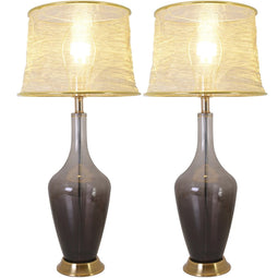 Clavel Translucent Glass Best Table Lamp 31 Inch - Gray Ombre/Golden Yarn Shade (Set of 2)
