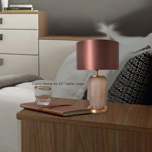 Load image into Gallery viewer, Lola Sculpted Glass Best Table Lamp 23&quot; - Spiced Apricot/Chocolate Brown