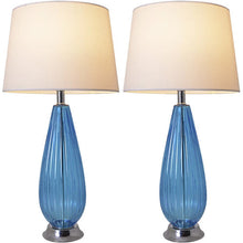 Load image into Gallery viewer, Manolya Translucent Glass Best Table Lamp 28&quot; - Sky Blue/Ivory White (Set of 2)