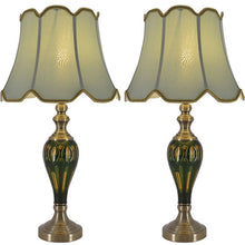 Load image into Gallery viewer, Piatunnia Art Deco Fluted Glass Best Table Lamp 28&quot; - Emerald Green/Light Green (Set of 2)