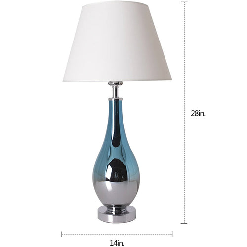 Lola Ombre Droplet Glass Best Table Lamp 28" - Blue Chrome Ombre/Creme (Set of 2)