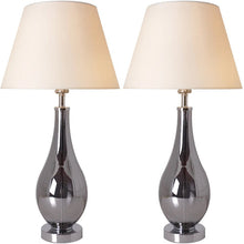Load image into Gallery viewer, Lola Chrome Droplet Glass Best Table Lamp 28&quot; - Chrome Gray/Creme (Set of 2)
