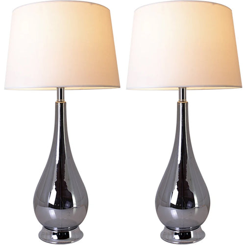 Lola Big Translucent Ombre Glass Best Table Lamp 30" - Chrome Ombre/White (Set of 2)