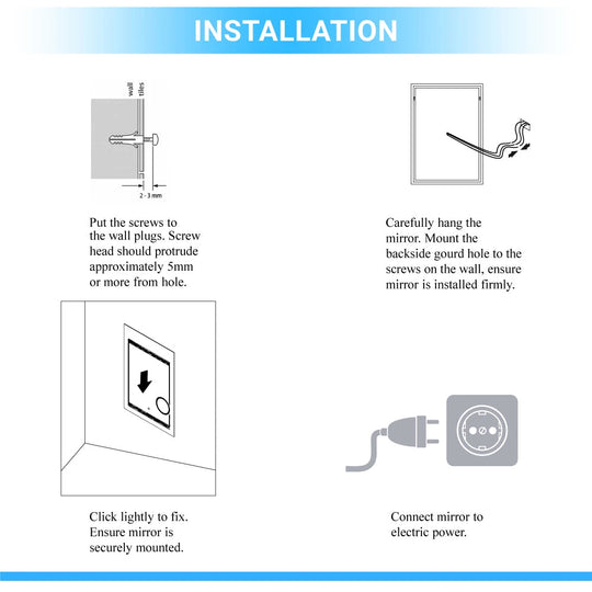 LED Bathroom Mirror Medicine Cabinet, Double Sided Mirror, On/Off Switch, Hector Style