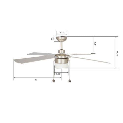 AMALFI 52 inch 4-Blade best Ceiling Fan with Pull Chain - Brushed Nickel/Silver